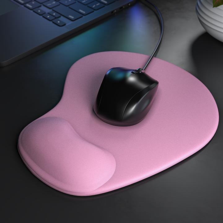 Actual product image CSL Mouse pad with gel cushion & wrist rest, comfort office mouse mat, dark pink