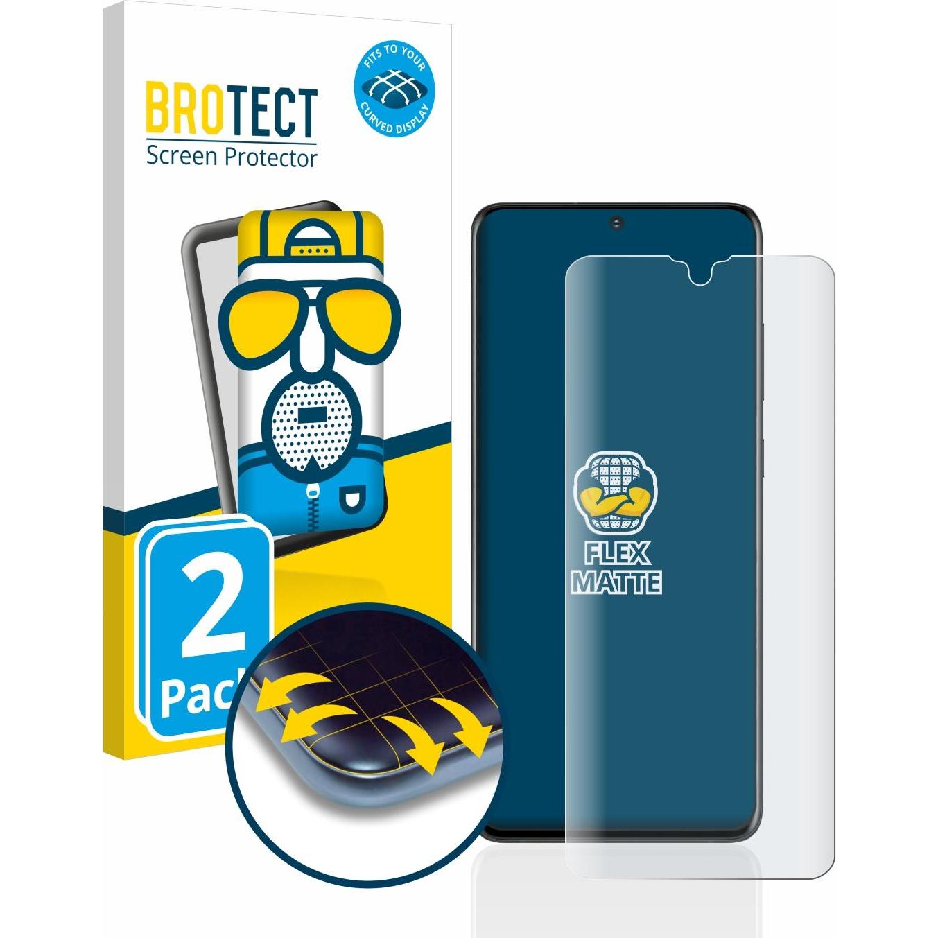 BROTECT Full-Cover Displayschutz Matt (2 Stück, Samsung Galaxy S20 Ultra), Smartphone Schutzfolie, Grau