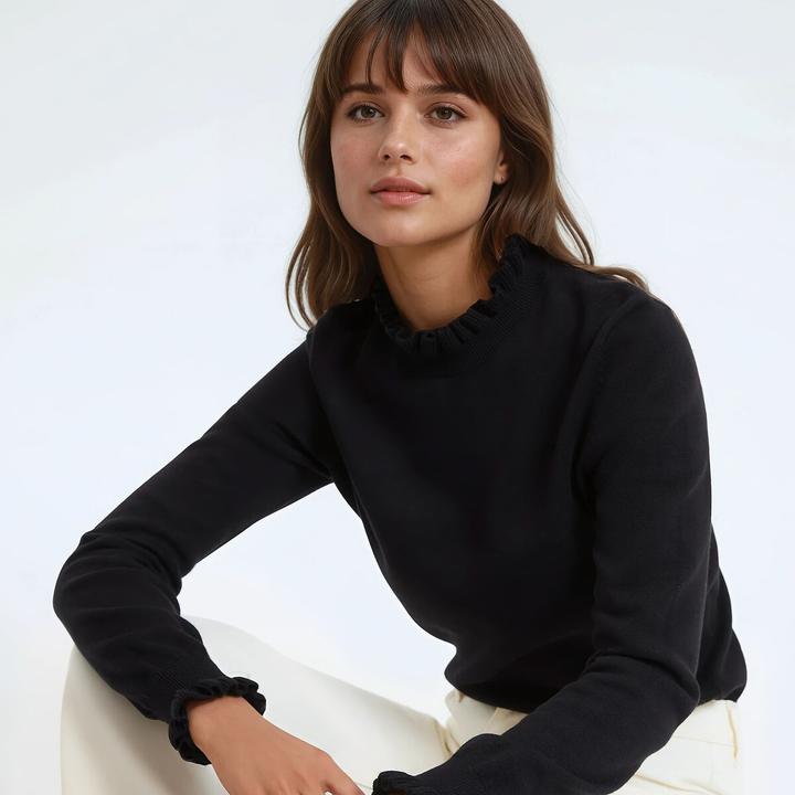 Produktbild La Redoute Collections Pullover mit gerüschtem Stehkragen und langen Ärmeln (M)