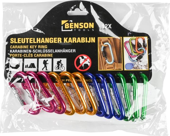 Actual product image Benson Buntes Mini-Karabiner-Set mit Schraubverschluss, 12-tlg.