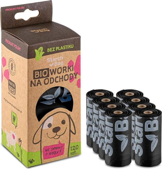 Starch Bag STARCHBAG BIO compostable poo bags black - 8x15 pieces (Cat, Dog)