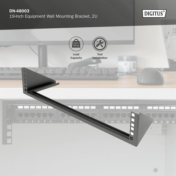Produktbild Digitus 2HE Wandmontagerahmen, vertikal 105 x 504 x 151 mm, schwarz