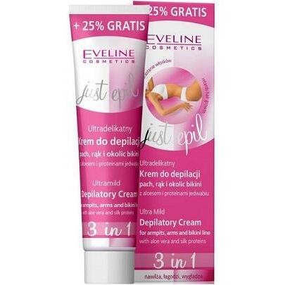 Eveline Crema + Cera Depilatoria, Just Epil 3In1 Ultra-Delicata È Una Per L'epilazione Delle Mani E Dell'area Bikini 125Ml (125 Ml)