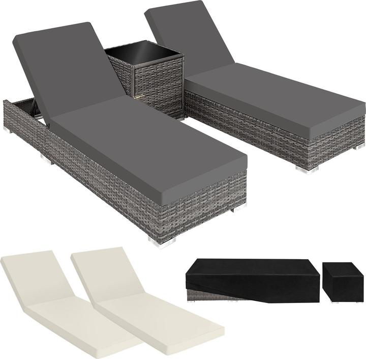 Actual product image tectake 2x sunbeds (184 cm)