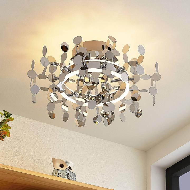 Actual product image Lucande Glimmo LED ceiling light, chrome (1850 lm)