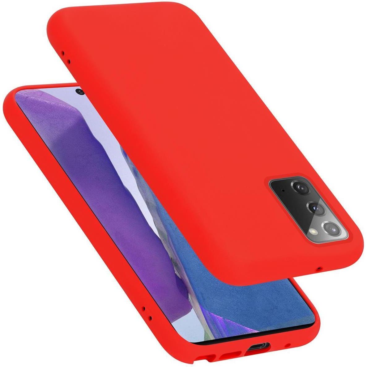Cadorabo TPU Liquid Silicone Case Cover (Samsung Galaxy Note 20), Smartphone Hülle, Rot