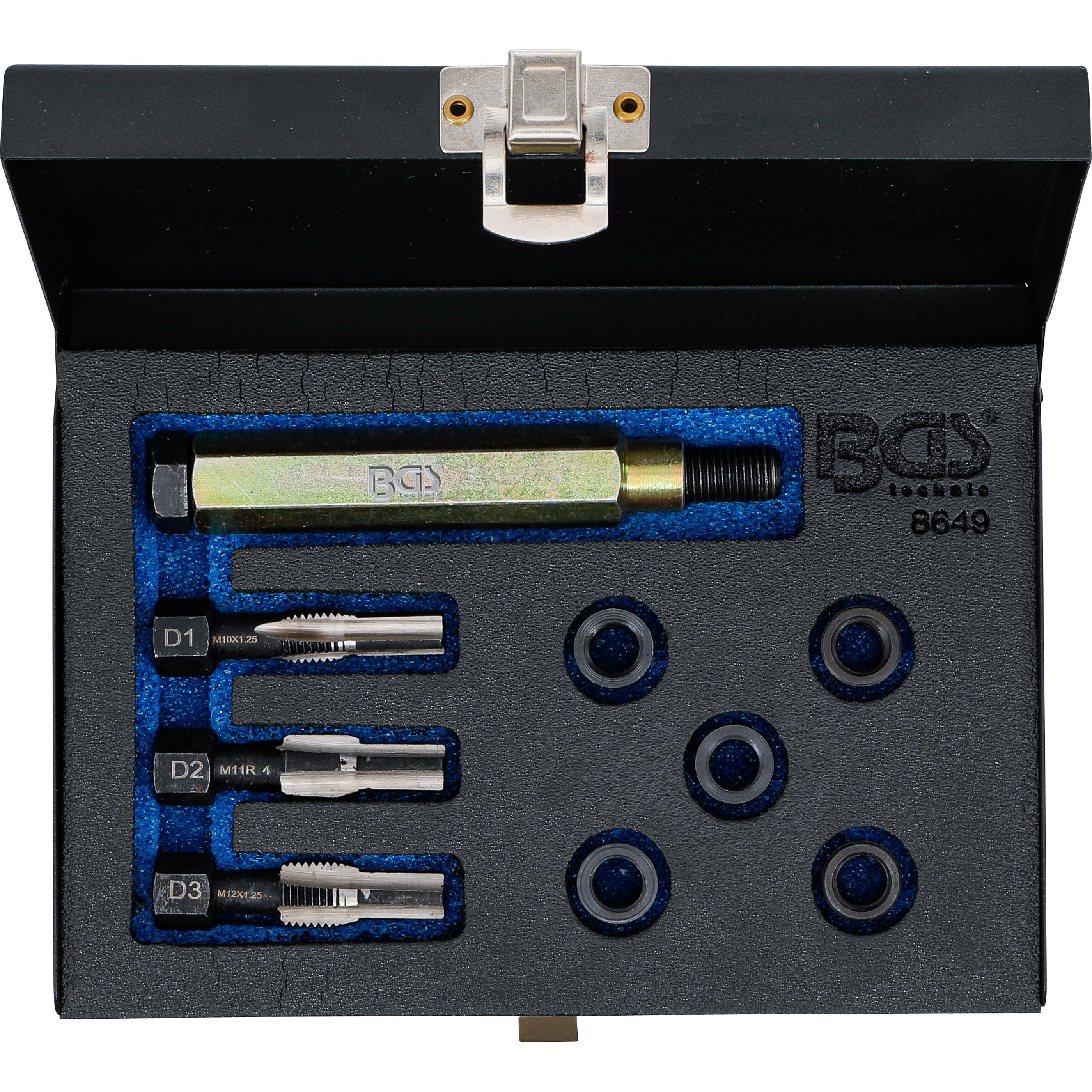 BGS, Gewindeschneider + Gewindebohrer, Reparatursatz für Glühkerzengewinde M10 x 1,25 mm
