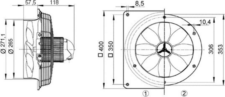 Productafbeelding Maico Ventilator DN 250 wandinbouw (EZQ 25/4 D)
