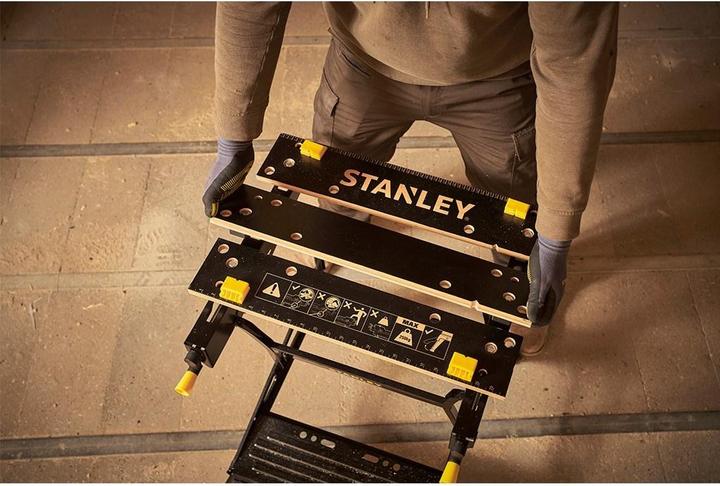 Actual product image Stanley Workmate with bamboo worktop and dual working height, loadable up to 250kg (50.50 cm, 78 cm)