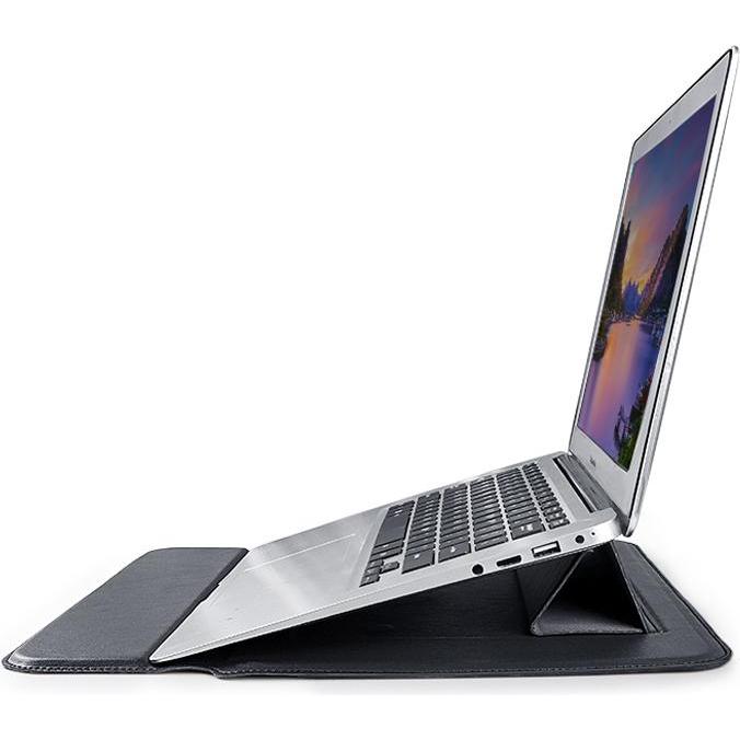 Thumbnail - Devia MacBook Halterungstasche Ultra-Thin 13,3" wasserdichtes PU-Leder schwarz (13.30"), Notebooktasche, Schwarz