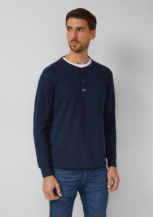 Produktbild s.Oliver T-Shirt Strukturiertes Langarmshirt mit Henley-Ausschnitt (L, M)
