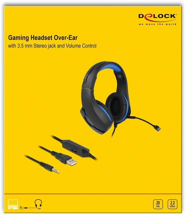 Actual product image Delock Headset Gaming Over-Ear LED for PC,Notebook,Consoles Black (Cable)