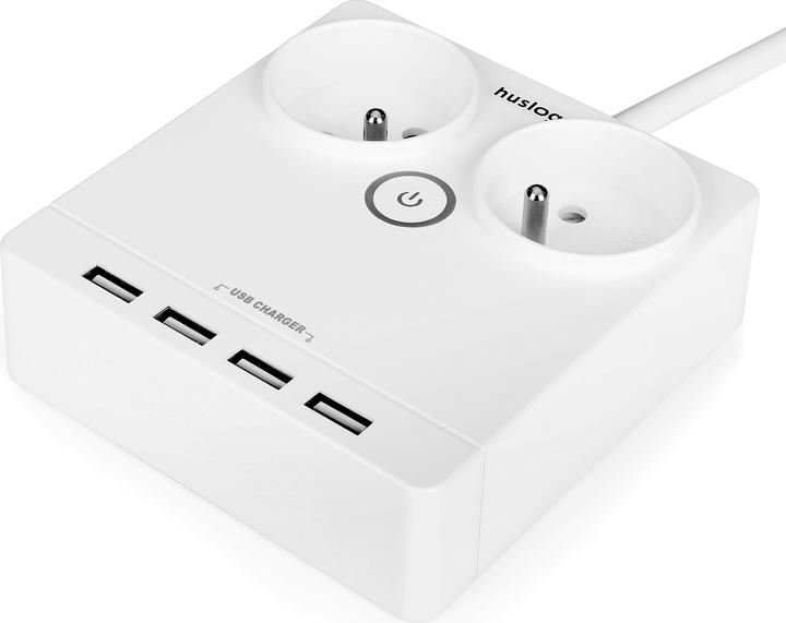 Huslog flat extension cord with 2 sockets EMX-190124 (2x, 1.50 m)