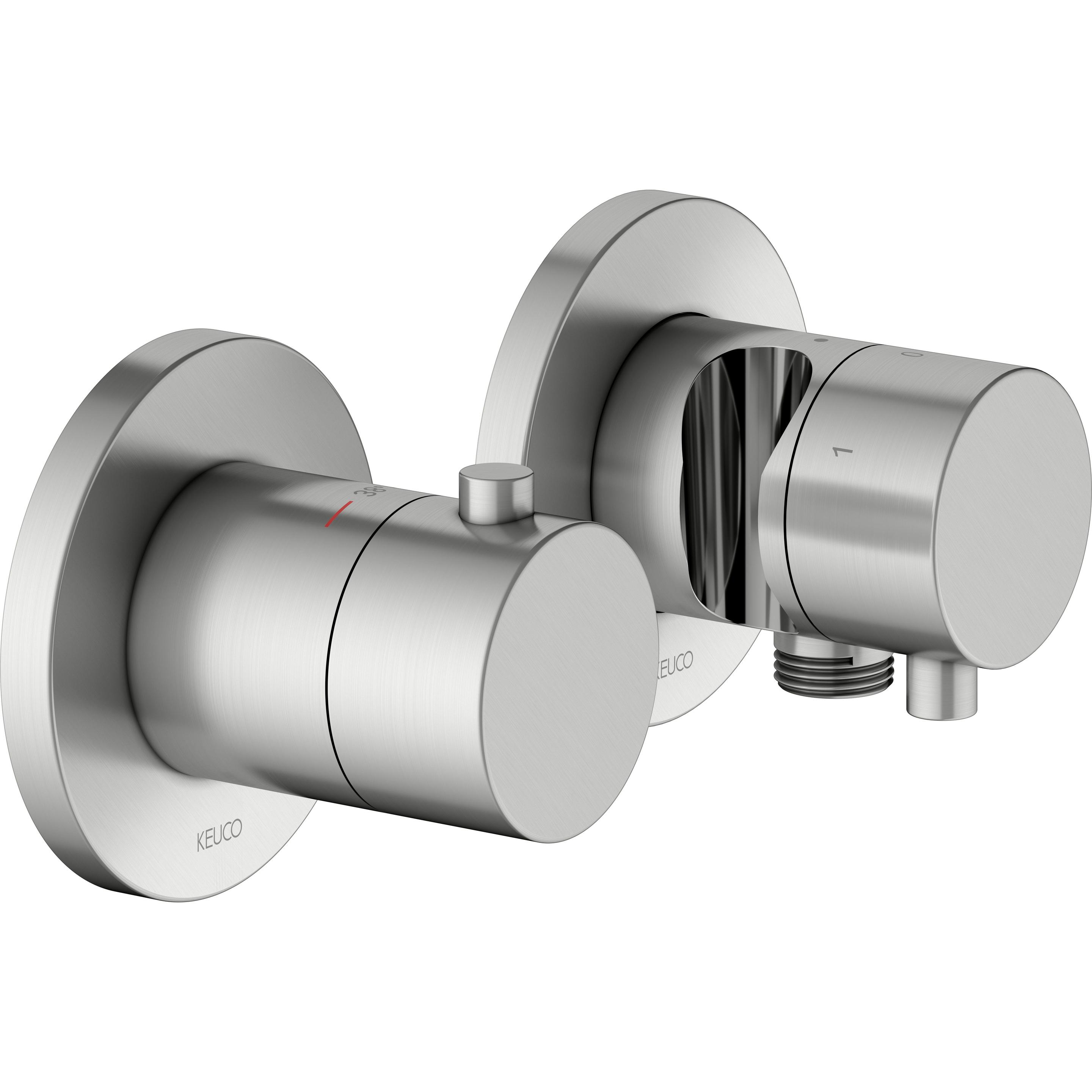 Keuco, Badarmatur, EDITION 400 Thermostatarmatur Set UP 3-Wege mit Schlauchanschluss und Brausehalter