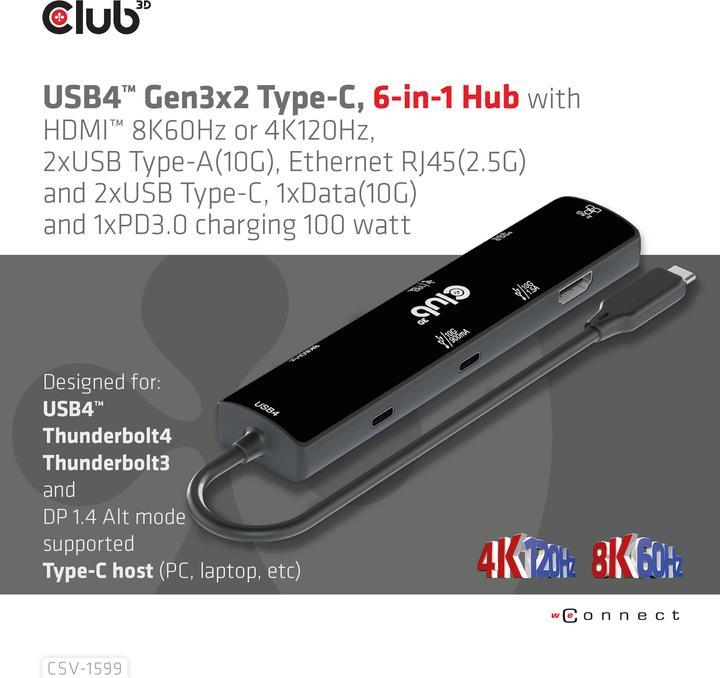 Image du produit Club 3D CSV-1599 (USB-C, 1 Ports)