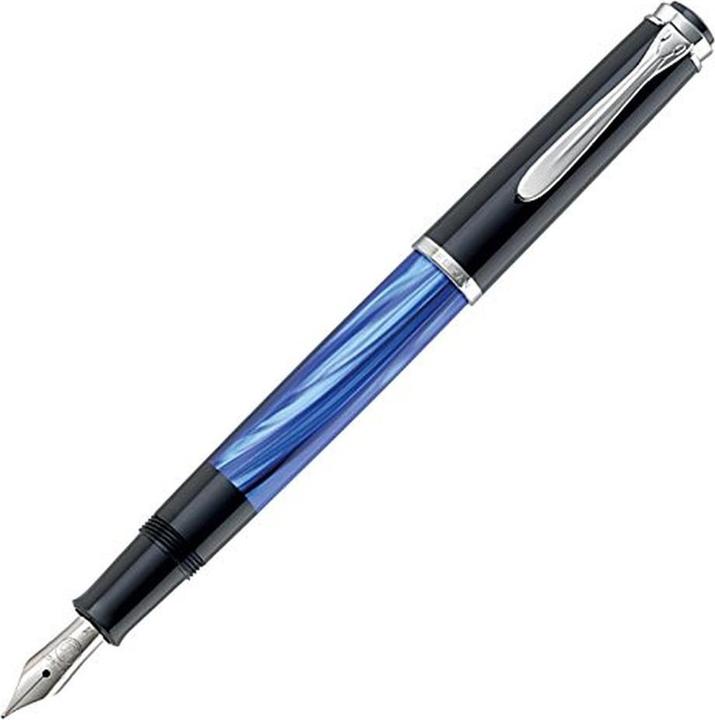 Produktbild Pelikan Füllhalter M205 Blau-Marm. M Etui (Blau-Marmoriert, Schwarz, Silber, 1x)
