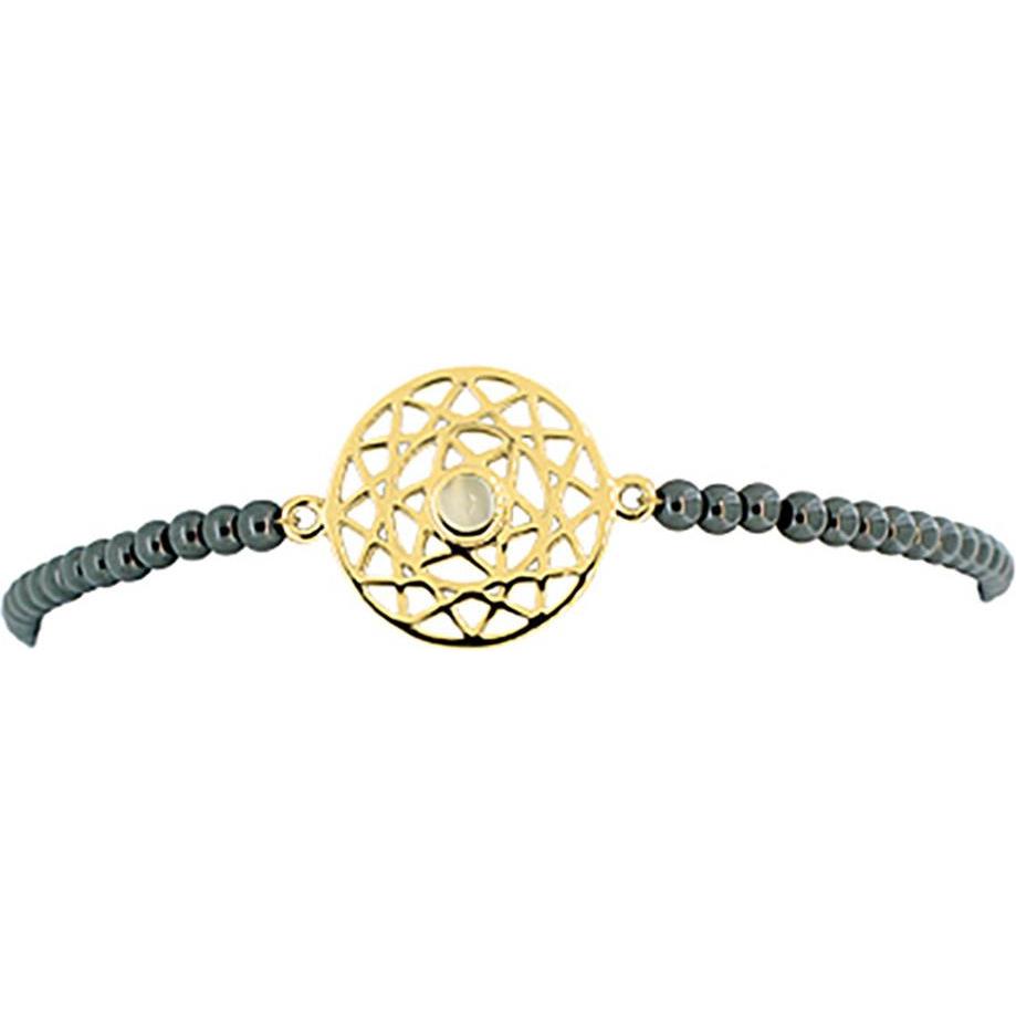 Viva Diva, Armschmuck, Herz-Chakra Armband mit Hämatit vergoldet 16-18 cm, (18 cm, 925 Sterling Silber)