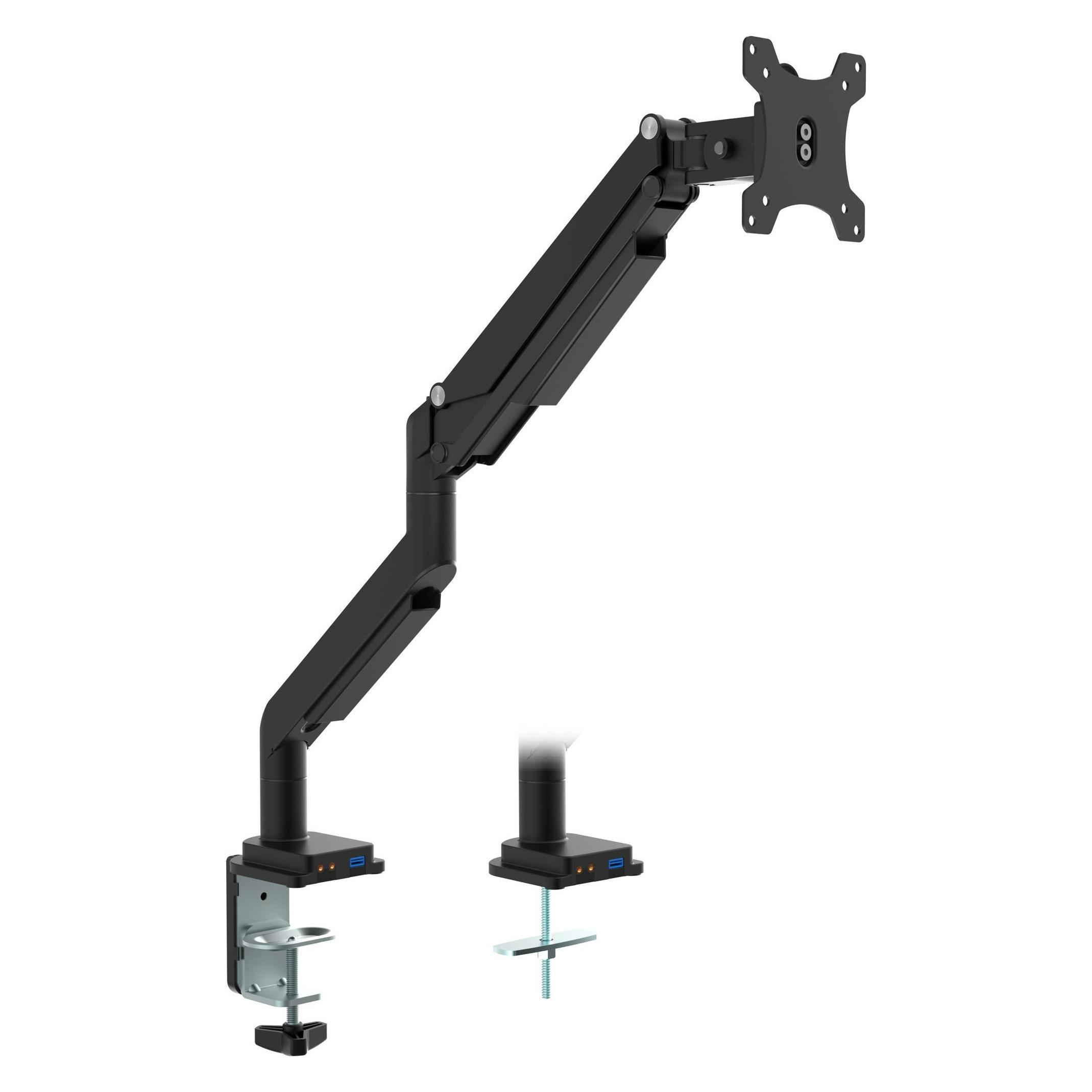 InLine Supporto Da Tavolo Per Due Monitor Fino A 32'', Con Molla A Gas, Braccio Girevole, Hub USB/audio E Passacavi, Carico Max 9 Kg Per Schermo
