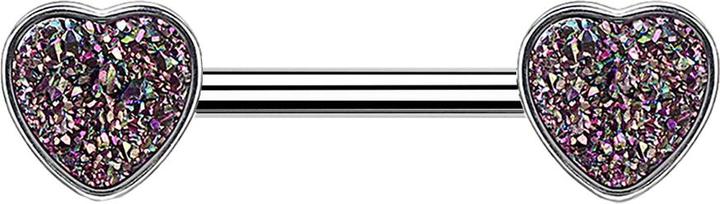 Produktbild Star Piercing Barbell silber mit Herz Druse Stein schwarz (ohne Messing, Chirurgenstahl 316L)