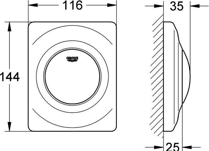 Actual product image Grohe Surf actuator plate, for urinal, matt chrome