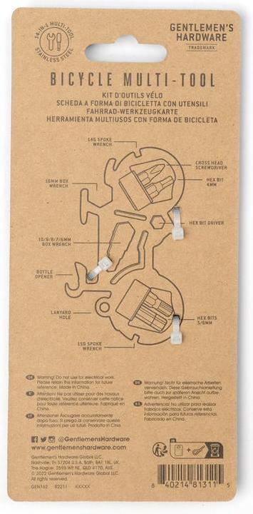 Actual product image Gentlemen's Hardware Mini Bicycle Multi-Tool (14 Functions)