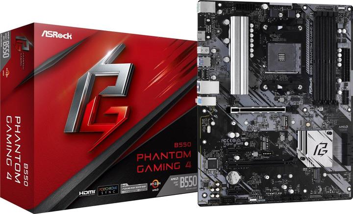 Productafbeelding AsRock B550 Phantom Gaming 4 (AM4, AMD B550, ATX)
