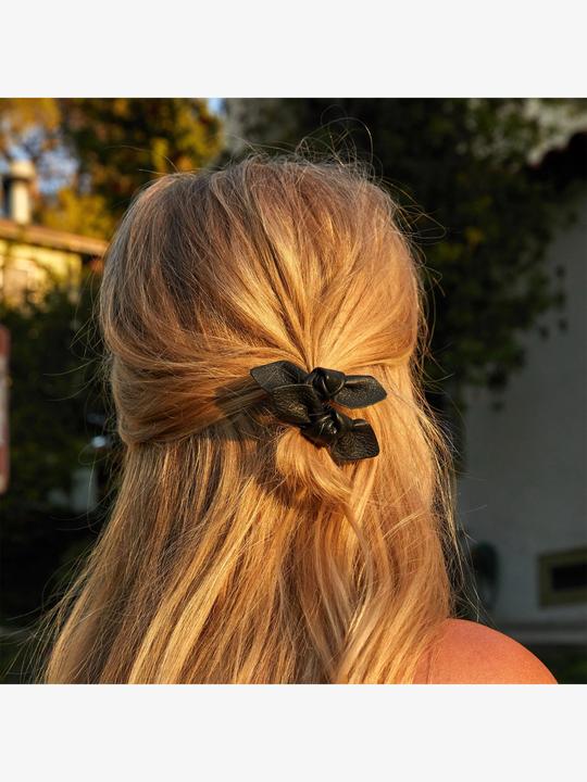 Immagine prodotto Corinne Mondo - Fiocco di pelle piccolo cravatta per capelli nero (Elastico per capelli)