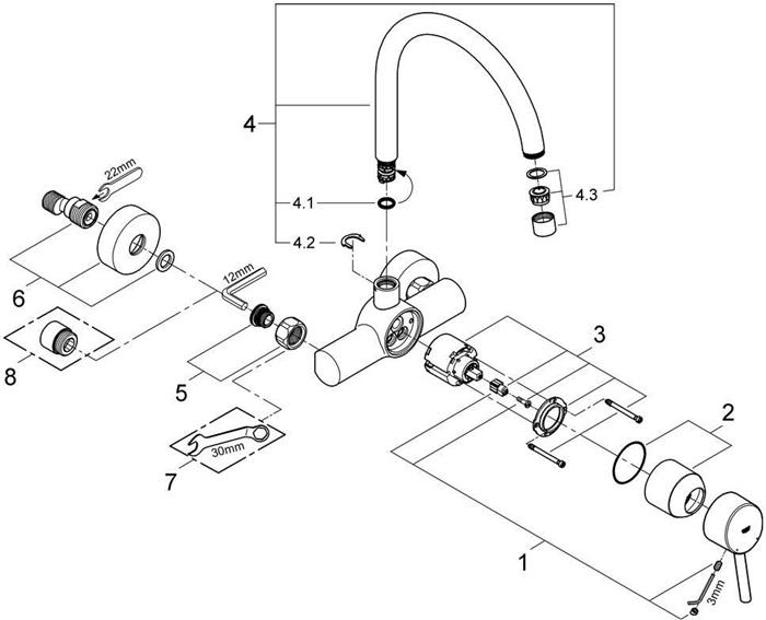 Actual product image Grohe Wandkchenarmatur mit Einhebel Concetto chrom glnzend 32667001