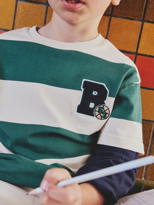 Immagine prodotto Vertbaudet Jungen Streifenshirt im Lagenlook mit Recycling-Baumwolle (98, 104)