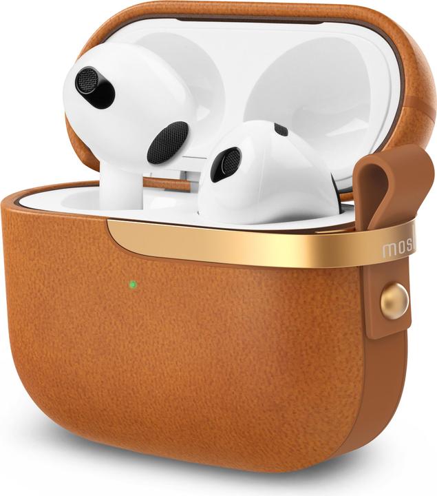 Produktbild Moshi Pebbo Luxe Schutzhülle für Airpods 3 - Leder - Karamellbraun (Kopfhörer Hülle)