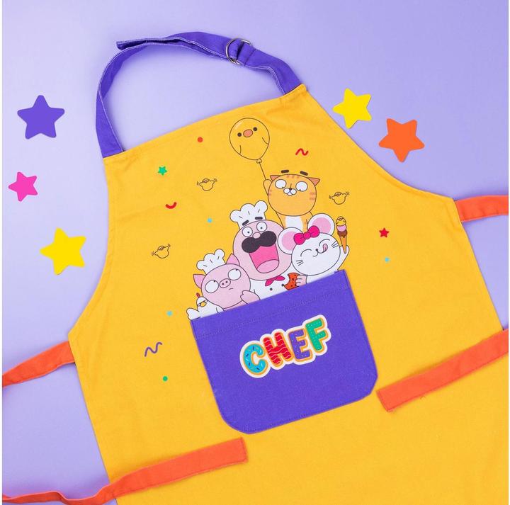 Produktbild Chefclub Kids Apron - Cooking Baking Apron - One Size - Adjustable - 100% Cotton - Yellow (One Size)