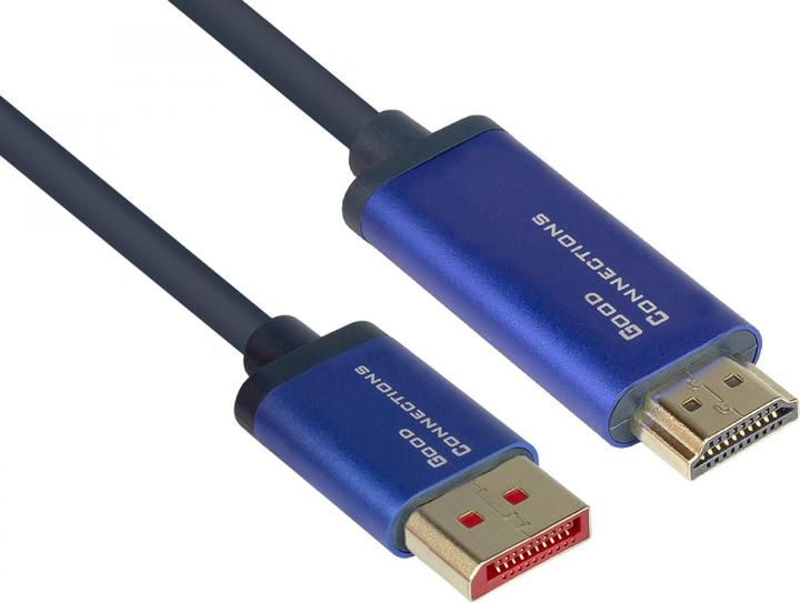 Produktbild Good Connections GC 4860-SF020B DP 1.4 auf HDMI 2.0 A Stecker,4K@60Hz, 2 m, blau (2 m, HDMI, 2.0)