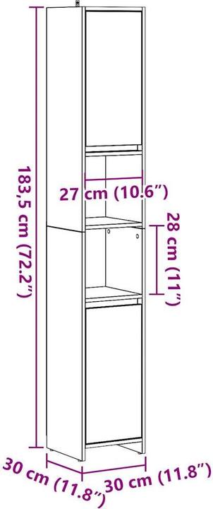 Image du produit vidaXL Badschrank (30 x 30 x 183.50 cm)