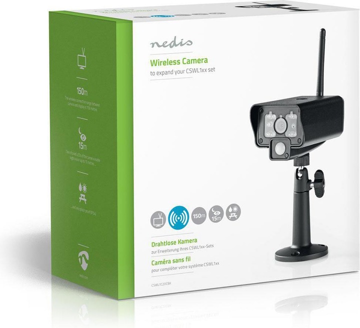Actual product image Nedis 2.4 GHz Wireless Digital Camera Supports Surveillance Set CSWL120CBK and