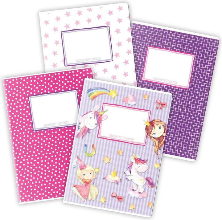 Produktbild Papierdrachen Schulhefte 4er Set DIN A5 - Einhorn (VE 4) (A5, Kariert, Kein Einband)