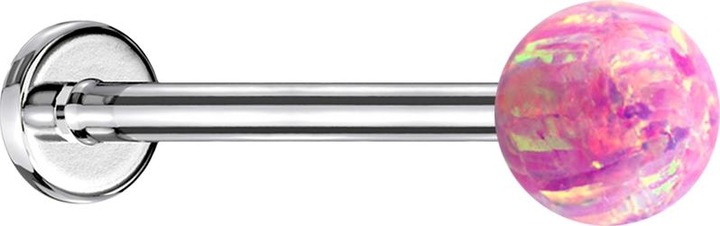 Image du produit Star Piercing Micro Labret argenté avec boule opale rose (Acier chirurgical 316L, sans laiton)