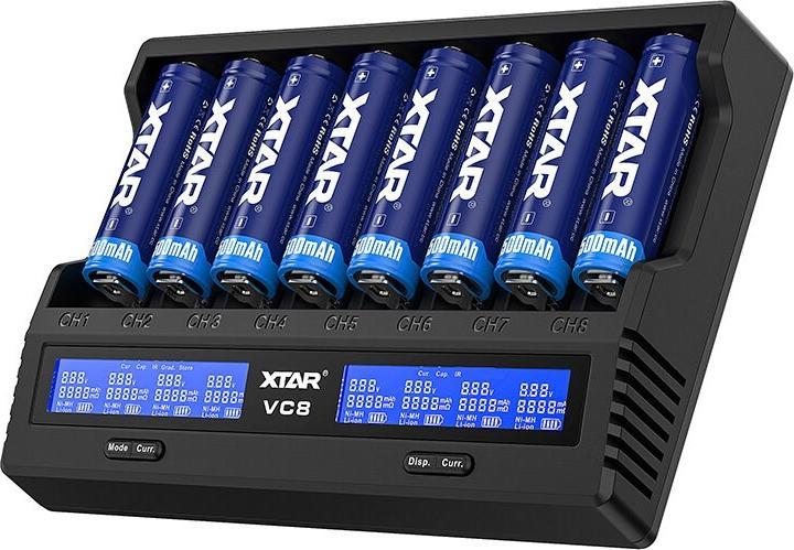 Produktbild Xtar VC8 Ladegerät (1 Stk., 10440, 14500, 14650, 16340, 17500, 17670, 18350, 18500, 18650, 18700, 20700, 21700, 22650, 25500, 26650, AA, AAA, C)
