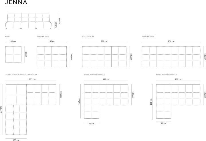 Actual product image Micadoni Jenna (Modular sofa, 2 person sofa)