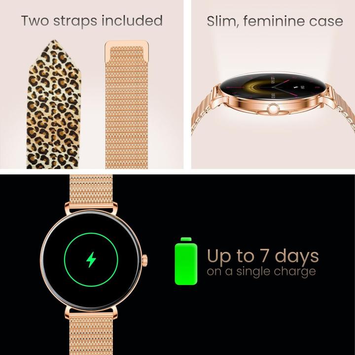 Actual product image Forever Smartwatch SB-370 Rose Gold - Leopard Print