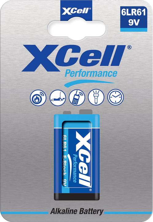 Actual product image XCell Set of 10 batteries 9V block, 6LR61, Performance Alkaline, 9V (10 pcs., 9V Block)