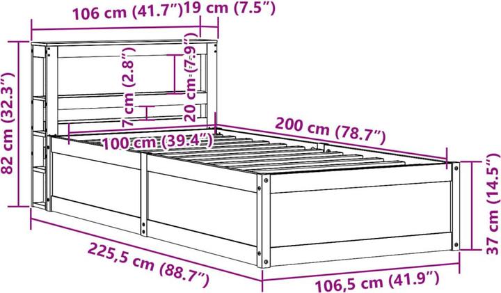 Produktbild vidaXL Bettrahmen (100 x 200 cm)