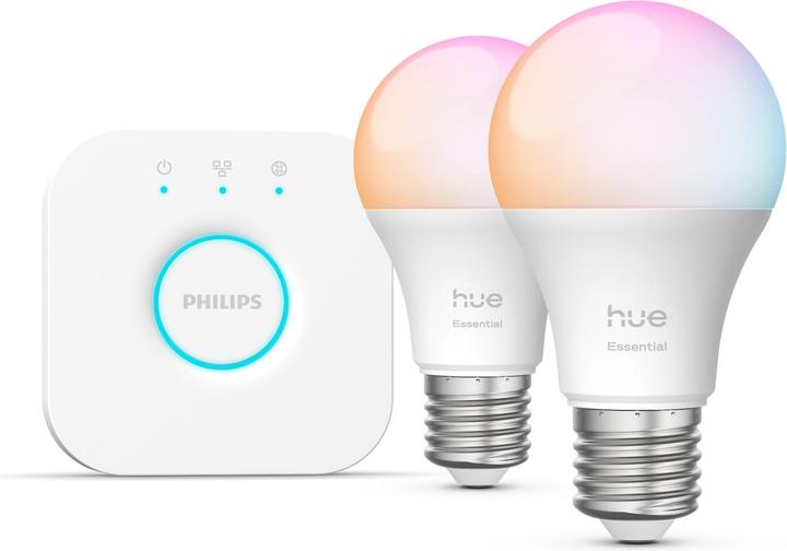 Productafbeelding Philips Hue Starter Kit Essential White & Color Ambiance + Bridge (E27, 806 lm, 3 x)