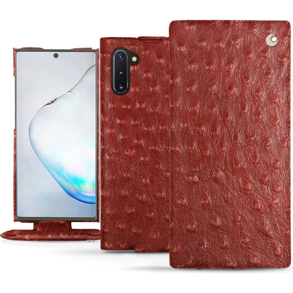 Noreve Lederschutzhülle vertikal (Samsung Galaxy Note 10), Smartphone Hülle, Rot