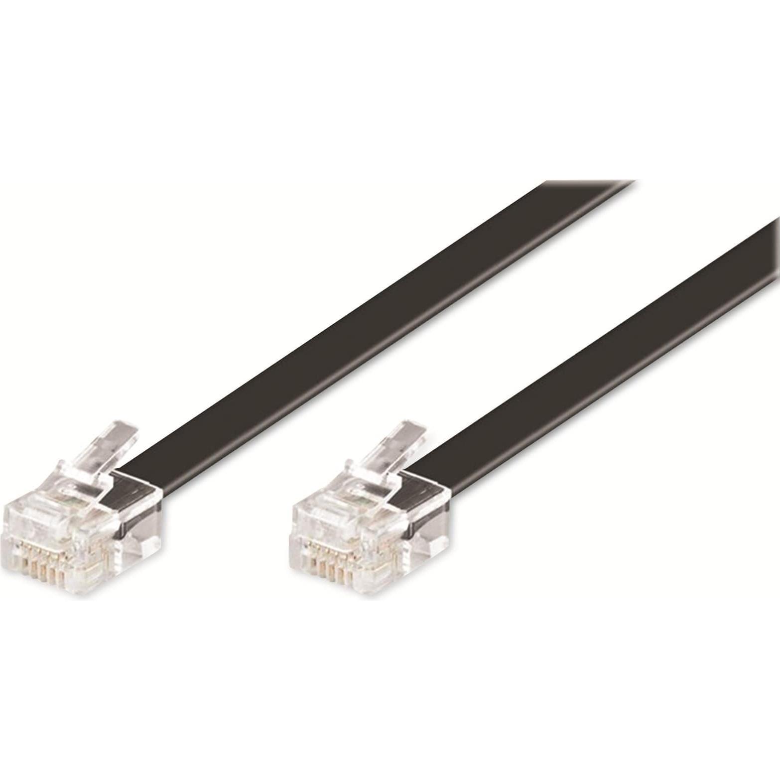 Goobay Modularanschlusskabel, Schwarz, 15 m, Telefon Zubehör