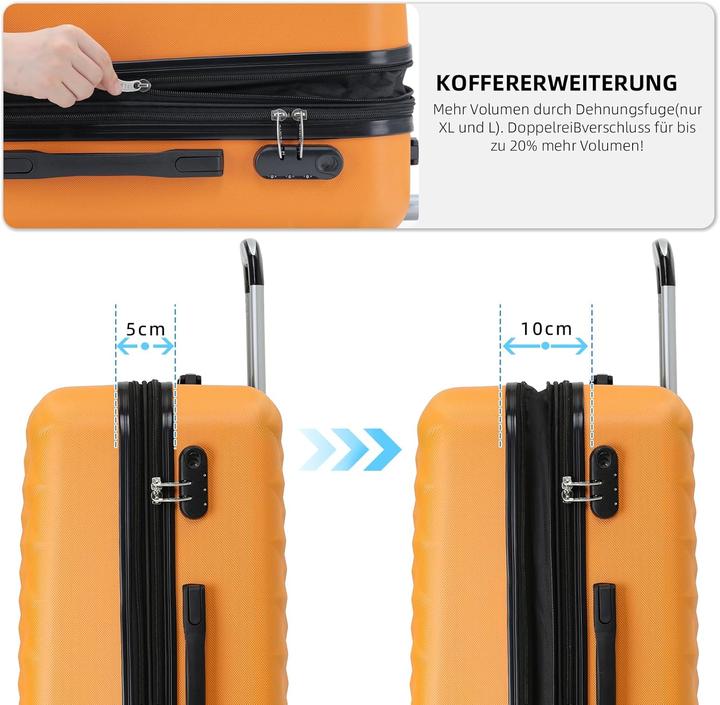 Immagine prodotto Beibye 3-teiliges Hartschalenkofferset mit 4 Zwillingsrollen und Dehnungsfuge (115 l)