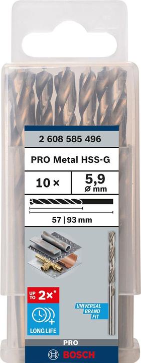 Produktbild Bosch Professional Zubehör PRO Metal HSS-G Spiralbohrer, 5,9 x 57 x 93 mm (5.9 mm)