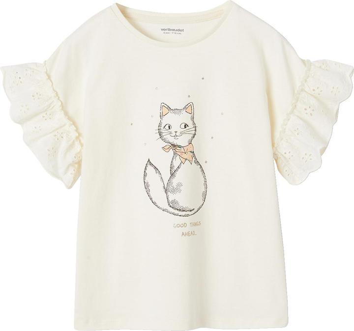 Produktbild Vertbaudet Mädchen T-Shirt mit Volantärmeln, Bio-Baumwolle (128)