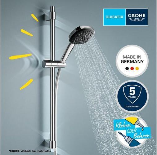Produktbild Grohe Vitalio Comfort 110 QuickFix Brausestangenset, kleben oder bohren, Länge 600mm, 3 Strahlarten, wasse