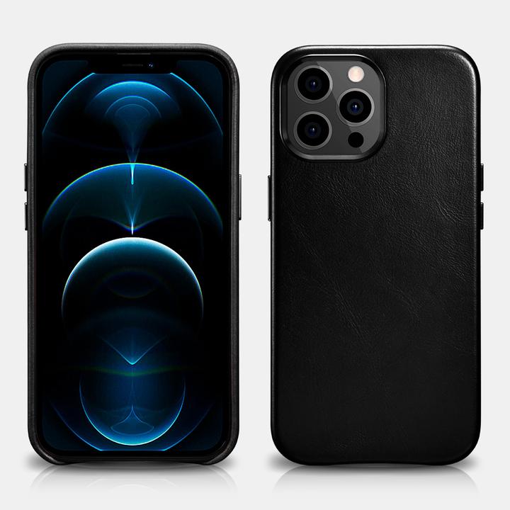 Immagine prodotto iCarer iPhone 13 Pro Max - Oil Wax Premium Echtleder Magsafe Back Case Schwarz (WMI1304-BK) (Apple iPhone 13 Pro Max)