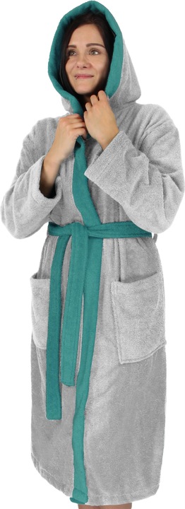 Actual product image Normani Ladies Cotton Bathrobe with Terrycloth, two-tone - OEKO-TEX® 100 - 8783 (M)